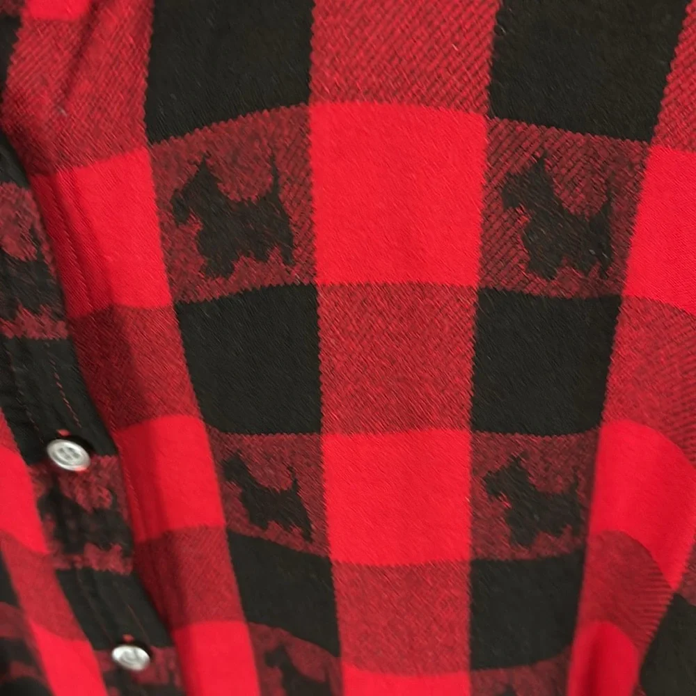 Talbots Red Buffalo Plaid Scottie Dogs Stretch Shirt Size 2X